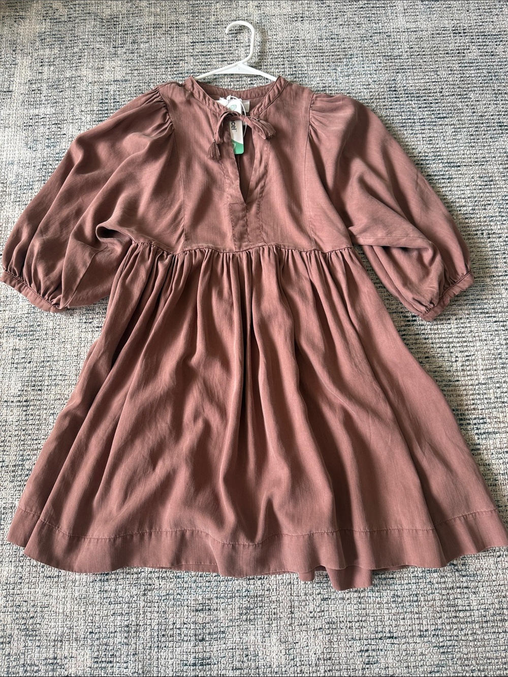 NWT Dear John Boho Peasant Dress XS Neutral Mauve Babydoll Tunic